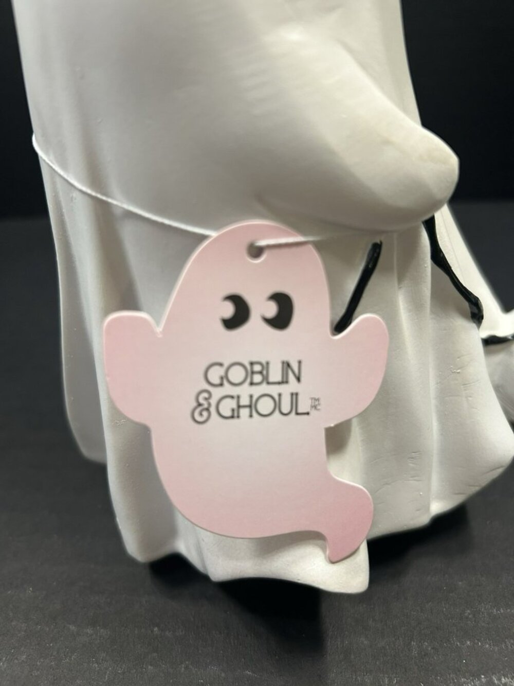 Goblin & Ghoul Ghost Figurine With Dog On Leash White Ceramic Halloween Décor 9" - Picture 2 of 5